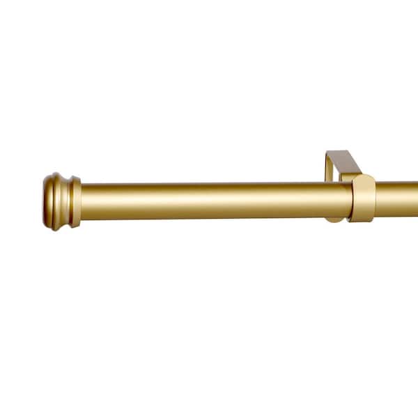 88 in. to 132 in. Drapery Single Window Curtain Rod in Metal Steel Gold with End Cap Finials