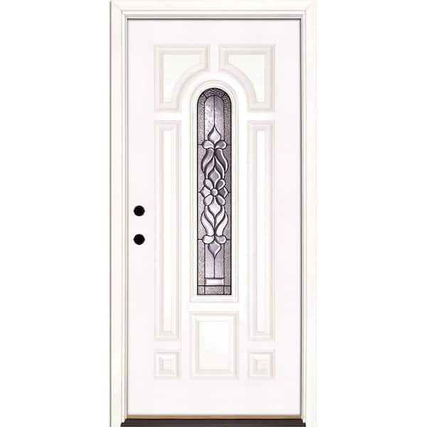 37.5 in. x 81.625 in. Lakewood Patina Center Arch Lite Unfinished Smooth Right-Hand Fiberglass Prehung Front Door
