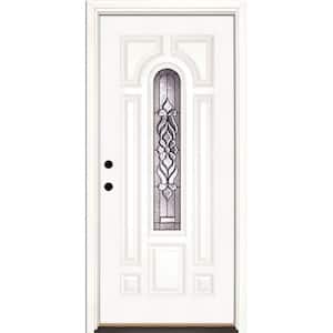 37.5 in. x 81.625 in. Lakewood Patina Center Arch Lite Unfinished Smooth Right-Hand Fiberglass Prehung Front Door