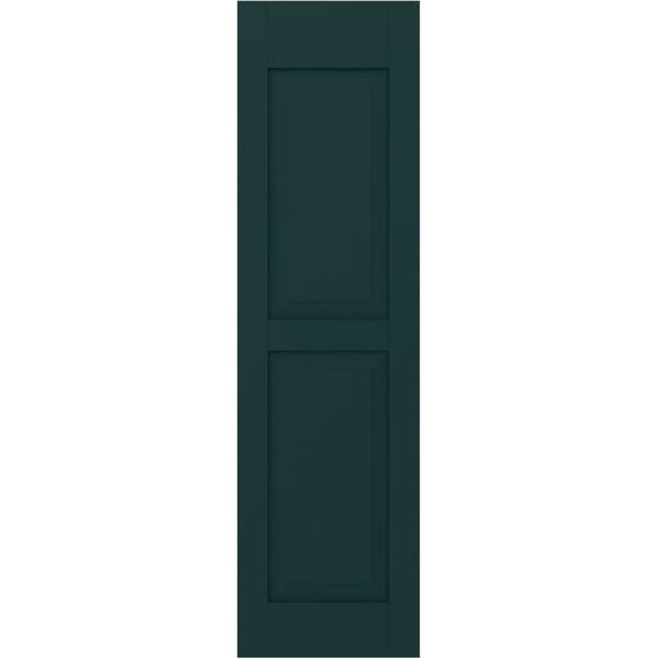 Ekena Millwork 12-in W x 32-in H Americraft Two Equal Raised Panel Exterior Real Wood Shutters (Per Pair), Thermal Green
