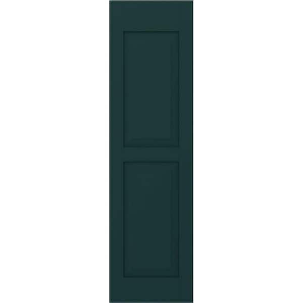 Ekena Millwork 12 in. W x 74 in. H Americraft 2-Equal Raised Panel Exterior Real Wood Shutters Pair in Thermal Green
