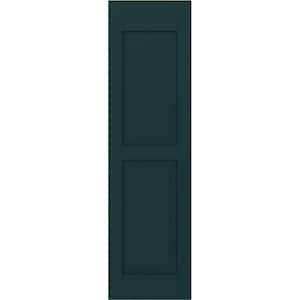 18 in. W x 70 in. H Americraft 2-Equal Raised Panel Exterior Real Wood Shutters Pair in Thermal Green