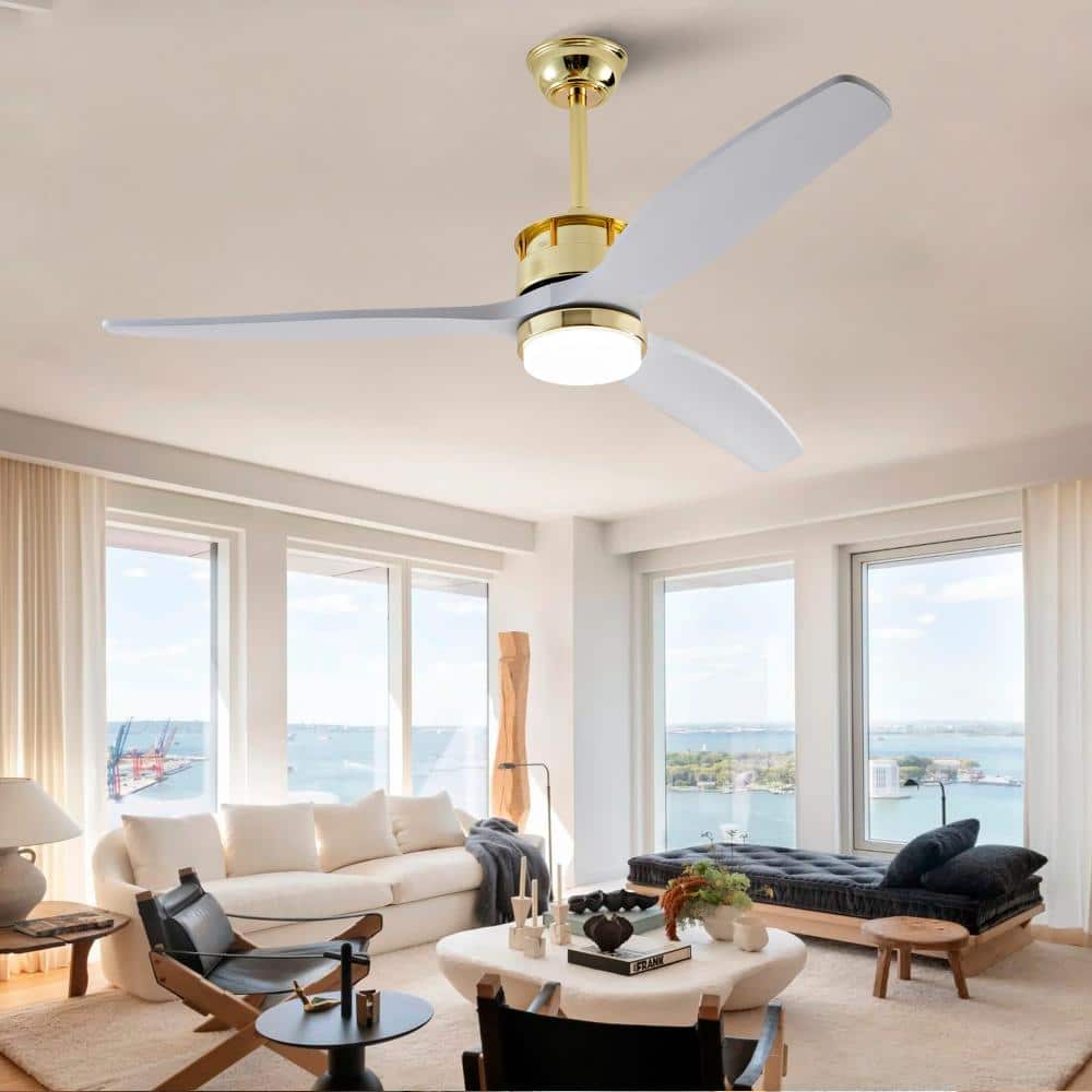 52 in. Gold Wood Reversible Quiet DC Motor Downrod Mount Standard Fan with Remote Control Dimmable 6 Wind Speed price history on PriceWatchPro
