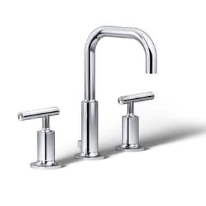 Purist 8 in. Widespread 2-Handle Low-Arc Water-Saving Bathroom Faucet in Polished Chrome with Low Gooseneck Spout