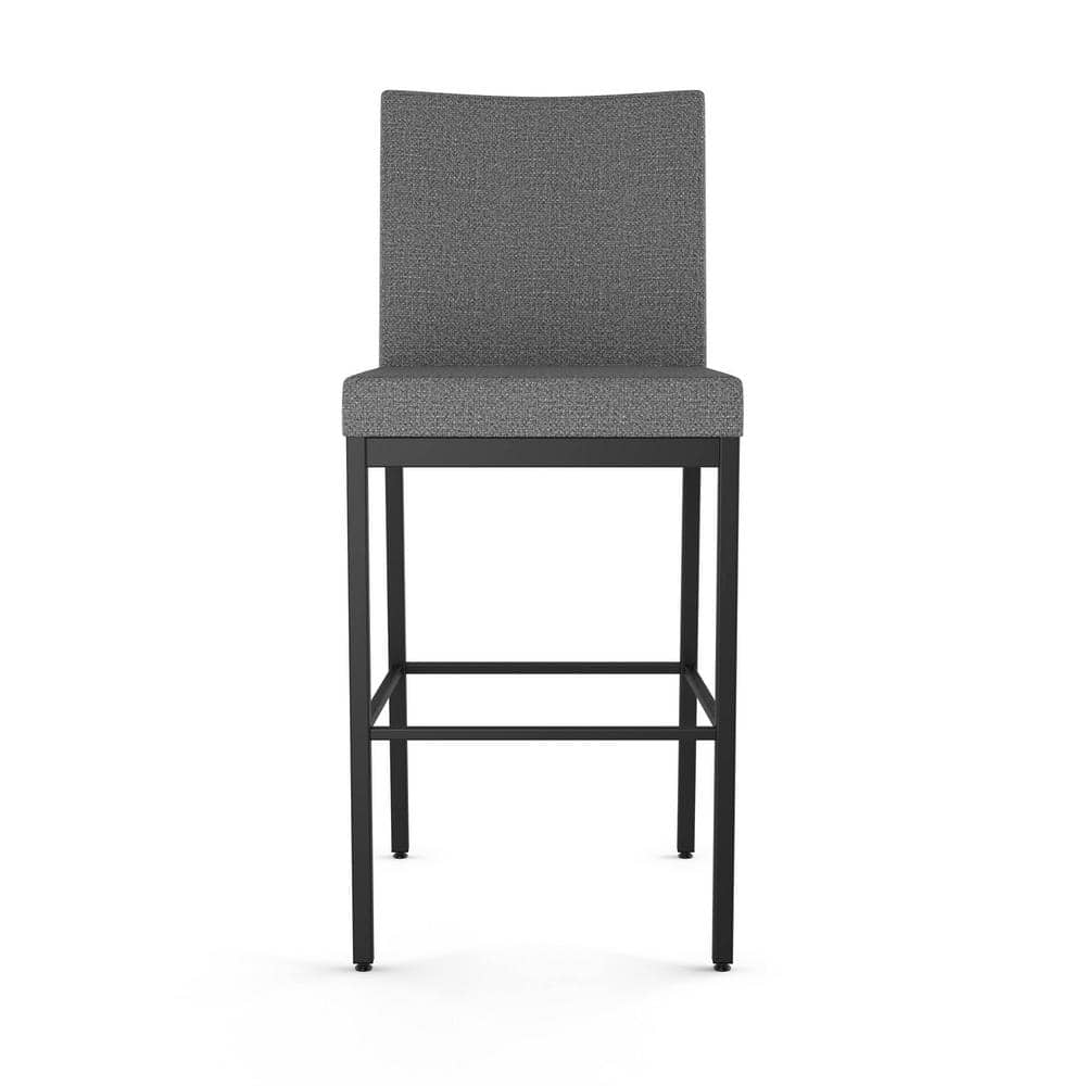 Grey Woven Fabric and Black Metal 26" Counter Stool