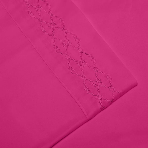 Hot Pink Brushed Extra Soft 1800-Luxury Embossed Polyester Deep