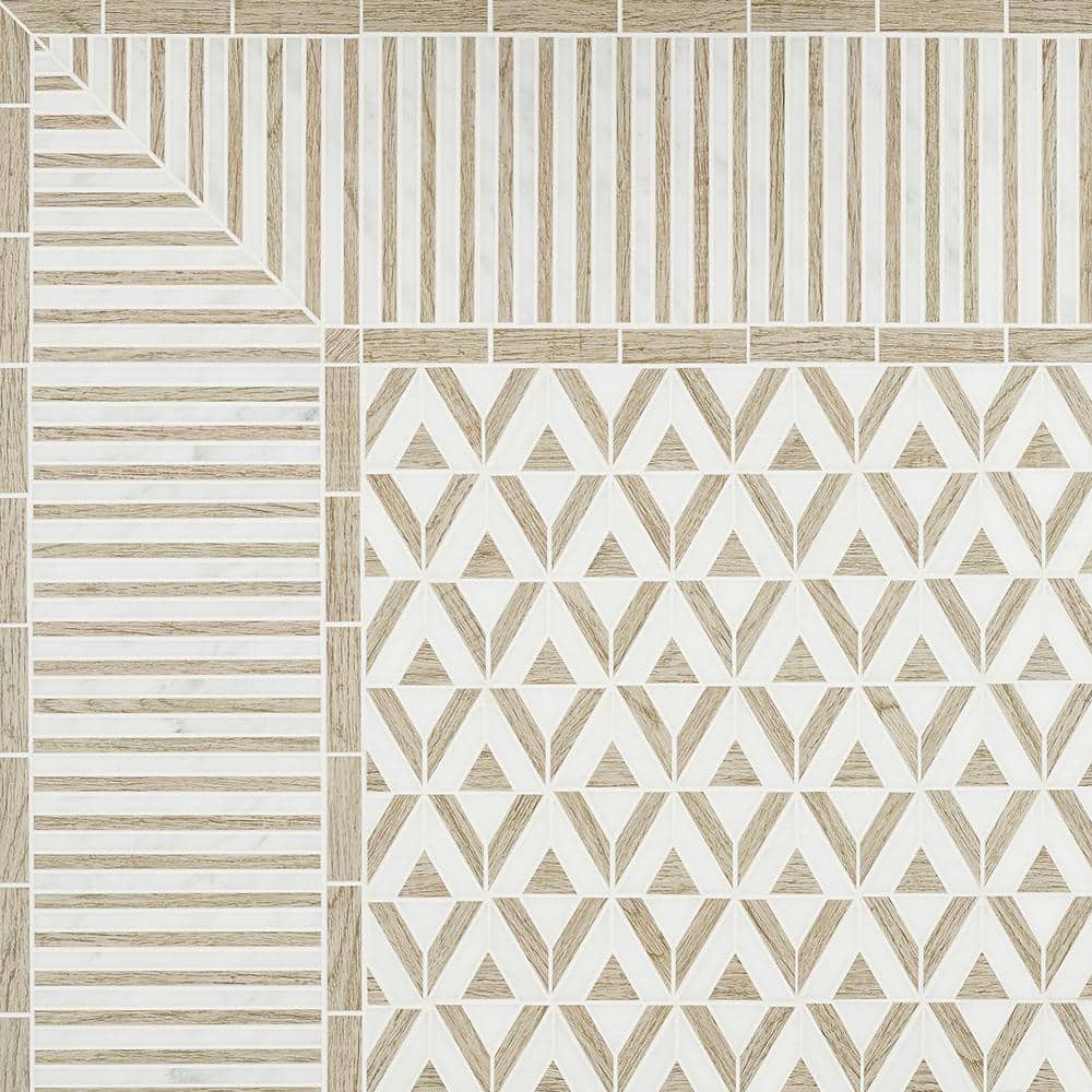 Florey Linear 7.87 in. x 8.31 in. Polished Marble Floor and Wall Mosaic Tile