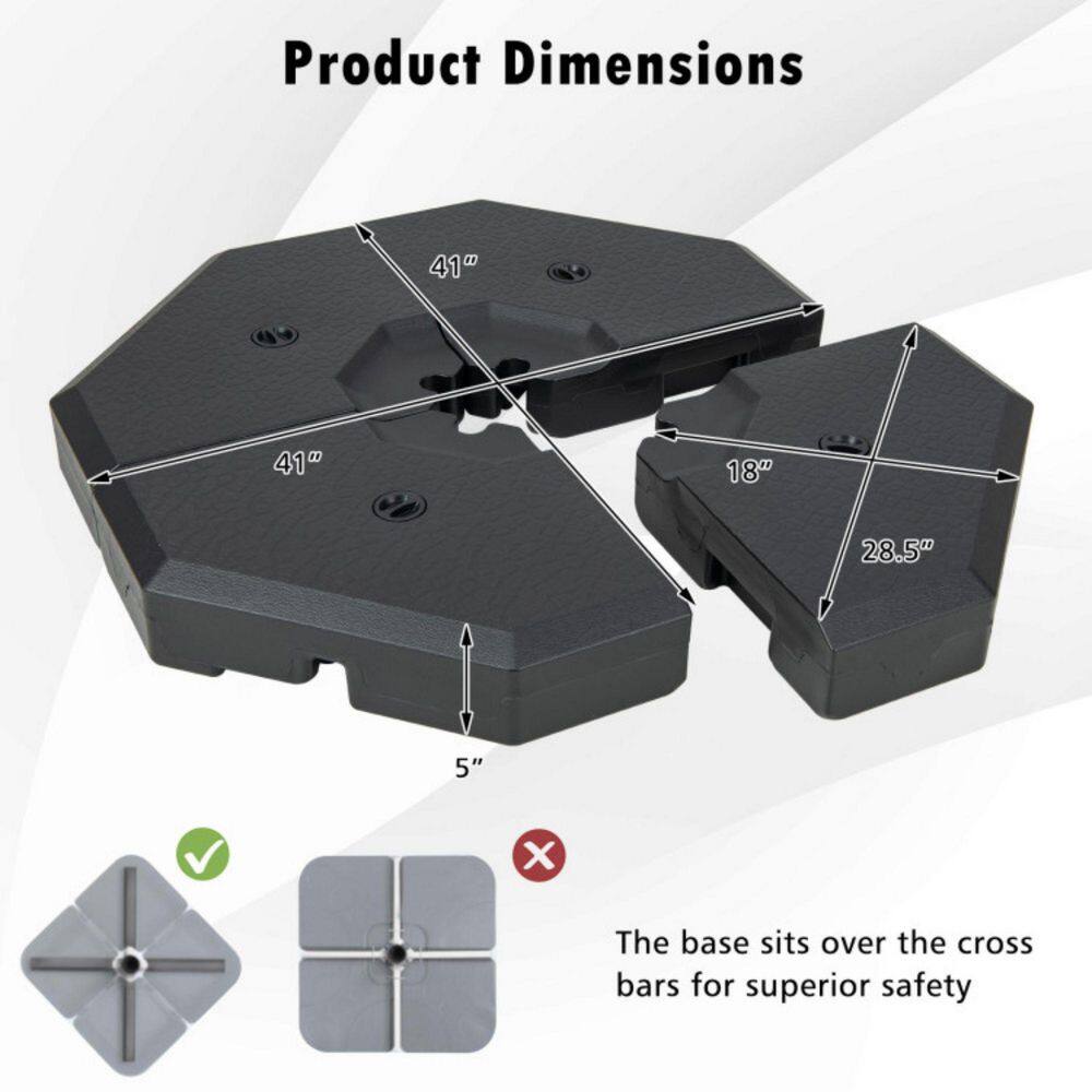 Black Octagonal Heavy-Duty Patio Umbrella Base Weight Set