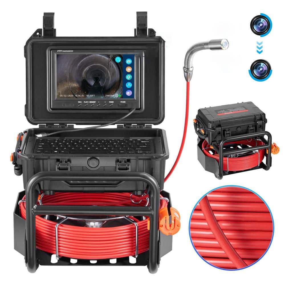 Vebreda 98 ft. Sewer Camera Self-Leveling 9 in. Screen with Distance ...