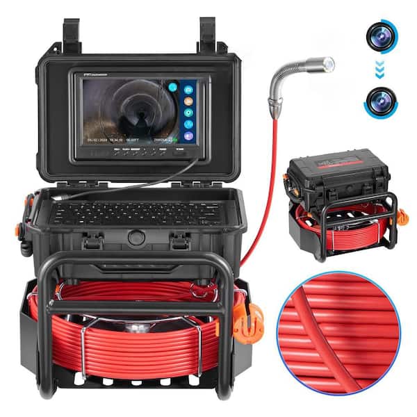 98 ft. Sewer Camera Self-Leveling 9 in. Screen with Distance Counter and DVR