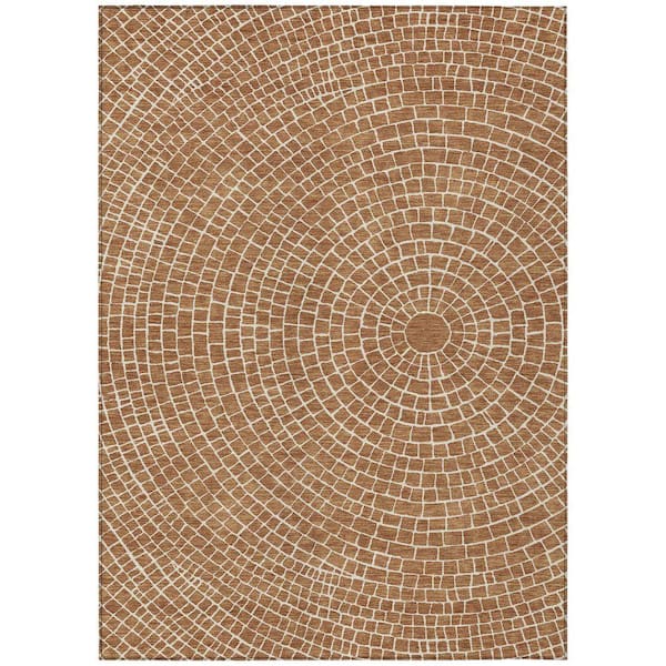 Chantille Machine Washable Indoor/Outdoor Abstract ACN2455 Rust 3 ft. x 5 ft. Area Rug