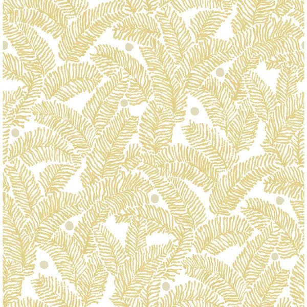 A-Street Prints Athina Yellow Fern Yellow Wallpaper Sample