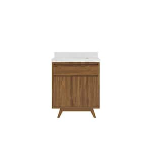 Madison Teak 30 in. W x 22 in. D x 36 in. H Bath Vanity in Golden Teak with 2 in Calacatta Nuvo Top