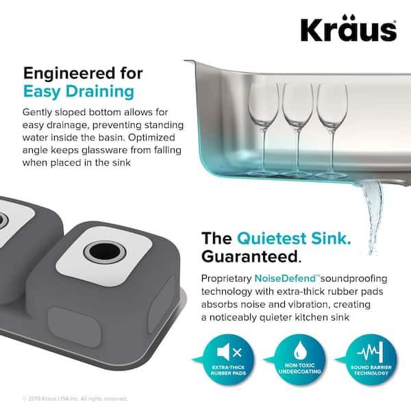 KRAUS Ellis All-in-One Undermount Stainless Steel 32 in. 50/50 Double Bowl  Kitchen Sink with Commercial Pull-Down Faucet KCA-1200 - The Home Depot