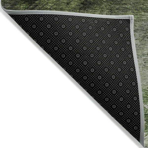 Green, Ivory 9 ft. x 12 ft. Woven Abstract Polyester Rectangle Indoor / Outdoor Area Rug