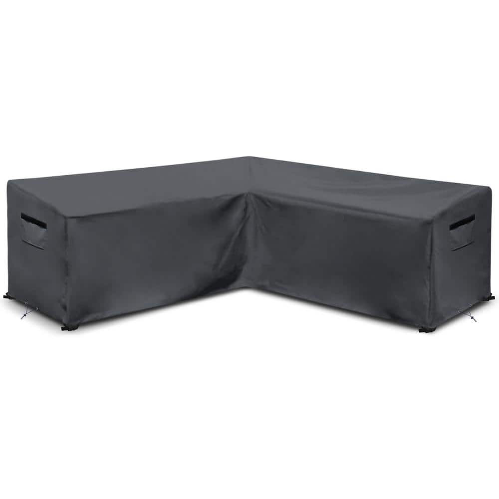 Patio L-Shaped Sectional Sofa Cover 104 in. x 83 in. x 32 in. /31 in. Gray 