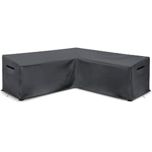 Patio L-Shaped Sectional Sofa Cover 104 in. x 83 in. x 32 in. /31 in. Gray Outdoor Sofa Cover