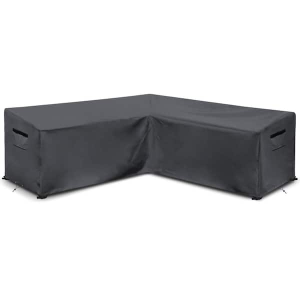 Unbranded Patio L-Shaped Sectional Sofa Cover 104 in. x 83 in. x 32 in. /31 in. Gray Outdoor Sofa Cover