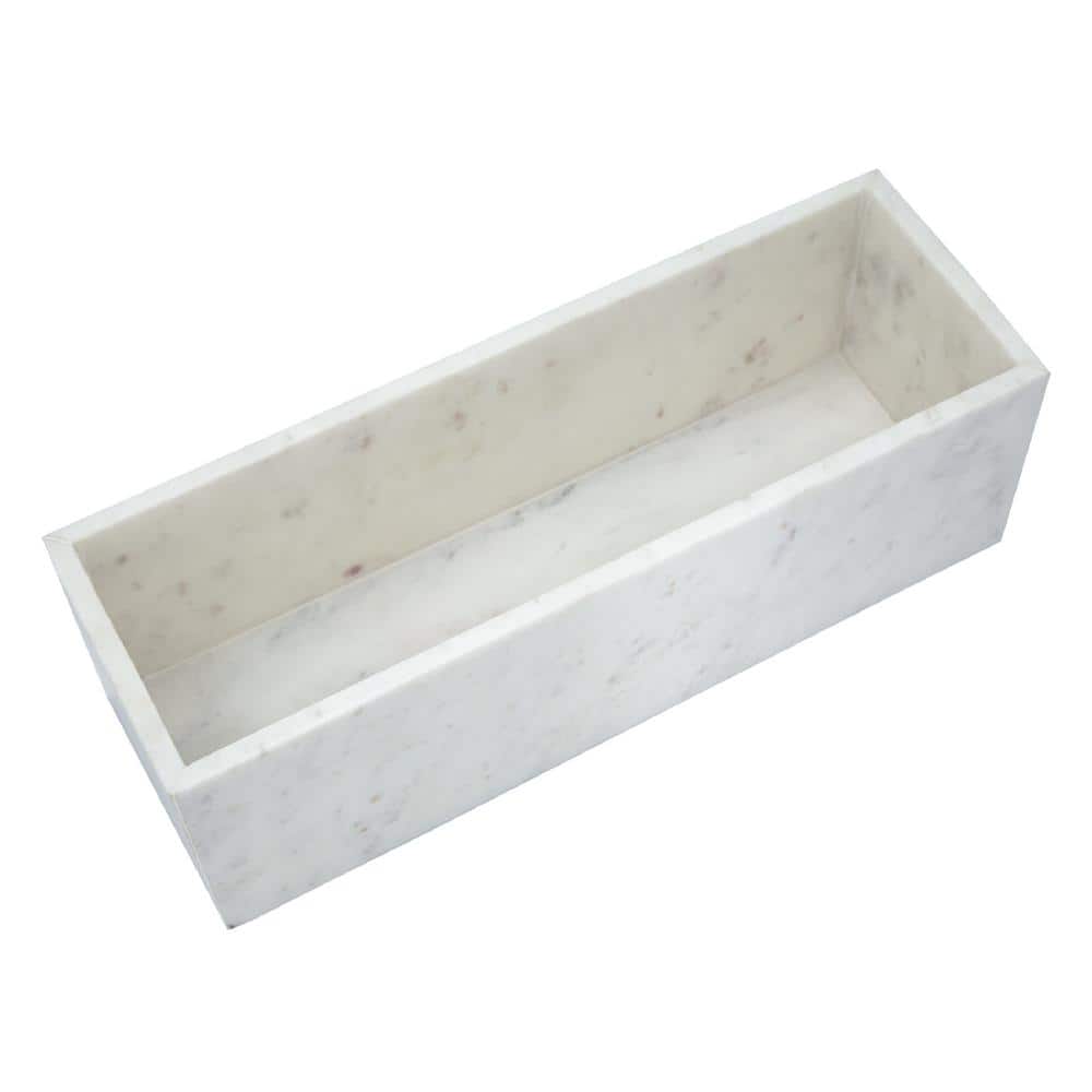 White Rectangular Marble Storage Tray