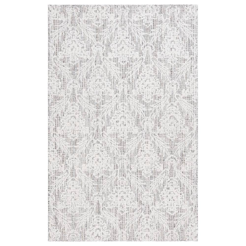 Grey and Ivory Tufted Wool Rectangular Area Rug