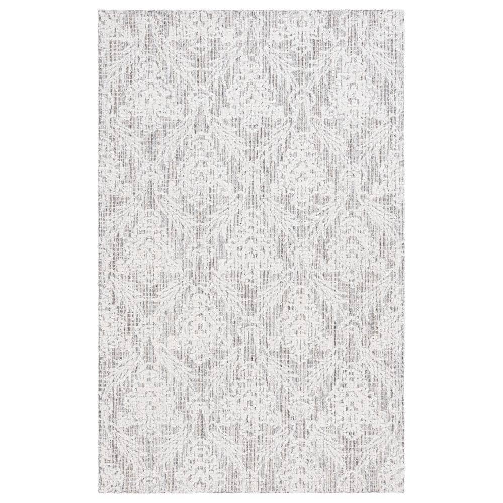 Ivory and Gray Tufted Wool 8' x 10' Area Rug