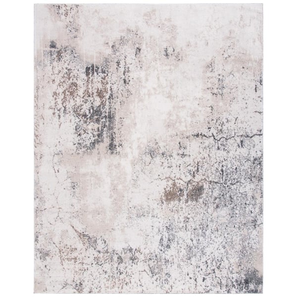 SAFAVIEH Aston Ivory/Gray 8 ft. x 10 ft. Geometric Distressed Area Rug