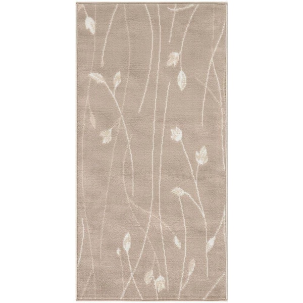 Grafix Beige doormat 2 ft. x 4 ft. Floral Contemporary Area Rug
