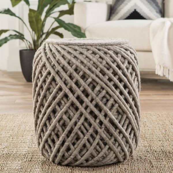 Bartram Textured Gray Cylinder Pouf