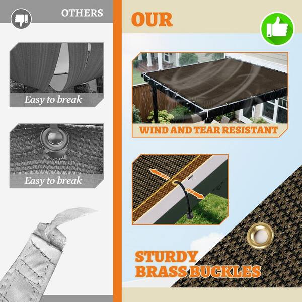 ECOOPTS 12 ft. x 20 ft. Shade Sail Straight Edge Rectangular