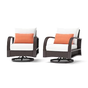 Barcelo Wicker Motion Outdoor Lounge Chair with Sunbrella Cast Coral Cushions (2-Pack)