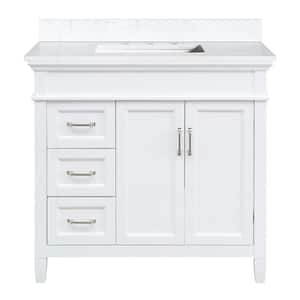 Ashburn 37 in. W x 22 in. D Bath Vanity in White with Cala White Engineered Stone Top DL