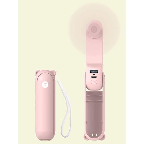 PRIVATE BRAND UNBRANDED 5 in. 3 in 1 Pink Personal Portable Fan