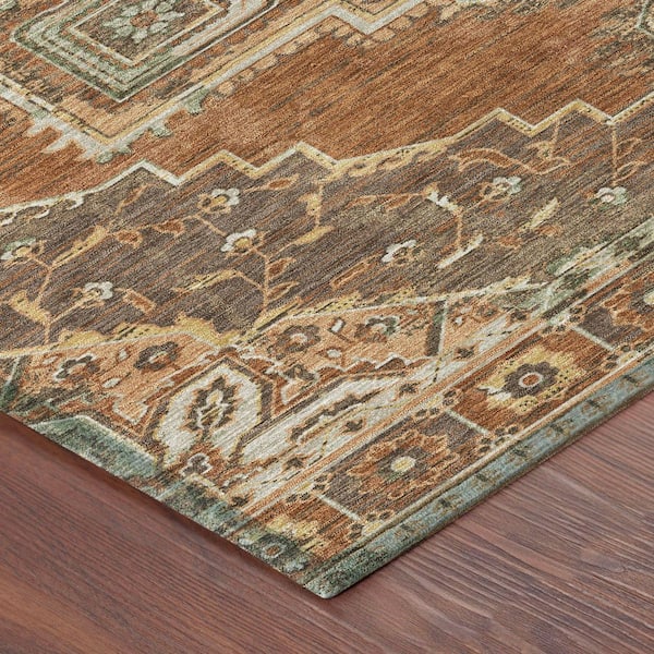 Chantille Machine Washable Indoor/Outdoor Abstract ACN2704 Paprika 8 ft. x 10 ft. Area Rug