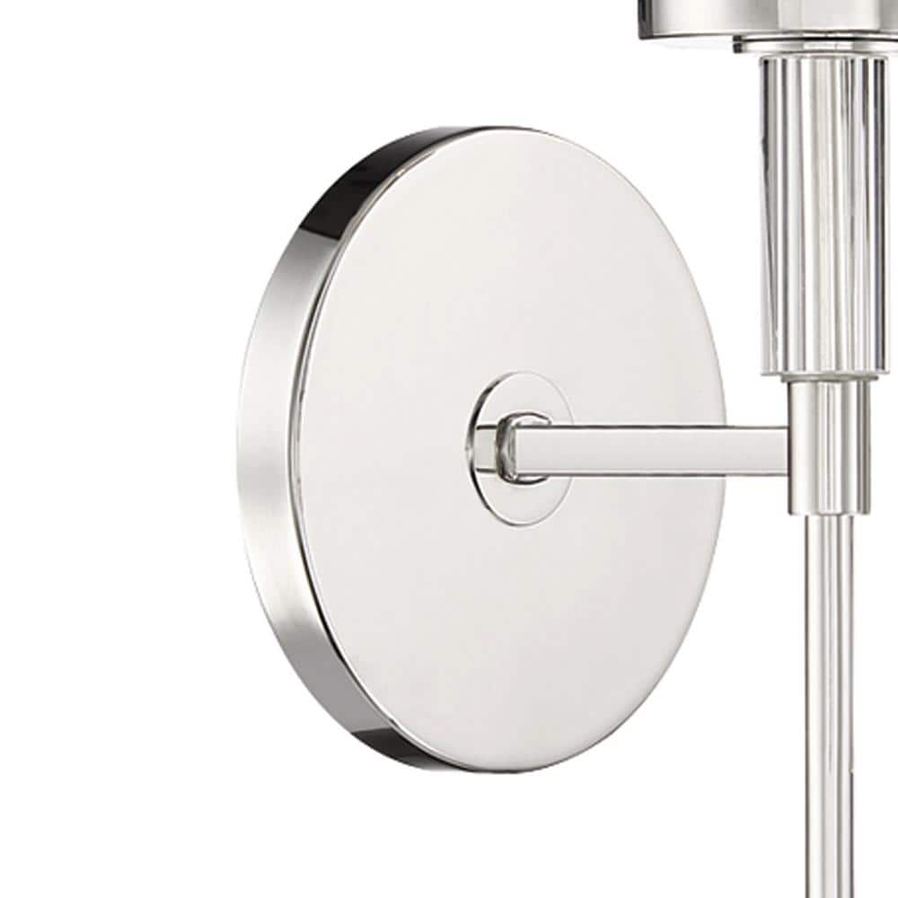 Elegant Polished Nickel 1-Light Wall Sconce with White Silk Shade