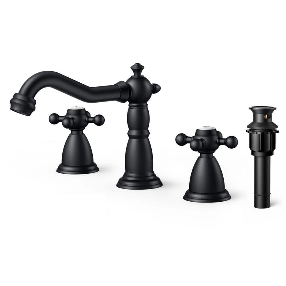 androme 8 in. Widespread Double Handle Bathroom Faucet in Black A3A34B ...