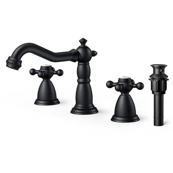 androme 8 in. Widespread Double Handle Bathroom Faucet in Black