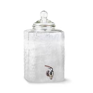 Homestead 2.5 Gal. Textured Pattern Clear Glass Cold Beverage Glass Dispenser with Leak Proof Acrylic Spigot