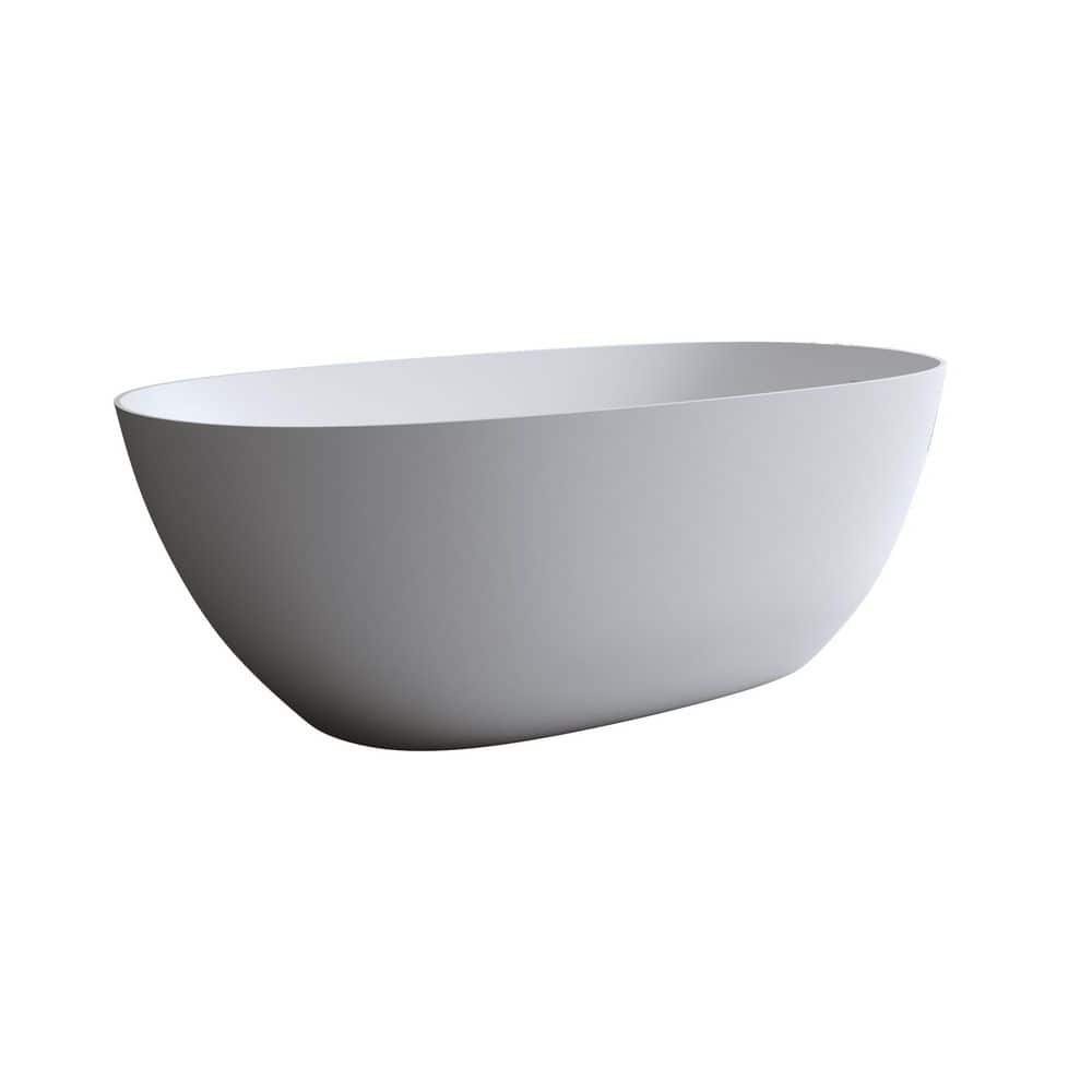 68.9 in. x 31.9 in. Resin Stone Soaking Bathtub With Center Drain, Solid Surface Tubs with Overflow in Matte White price history on PriceWatchPro