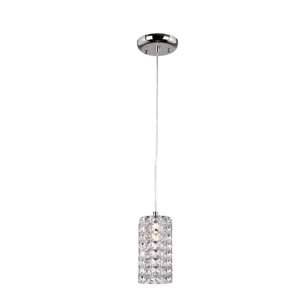 Bel Air Lighting Gunther 1-Light Polished Chrome Pendant with Crystal Shade