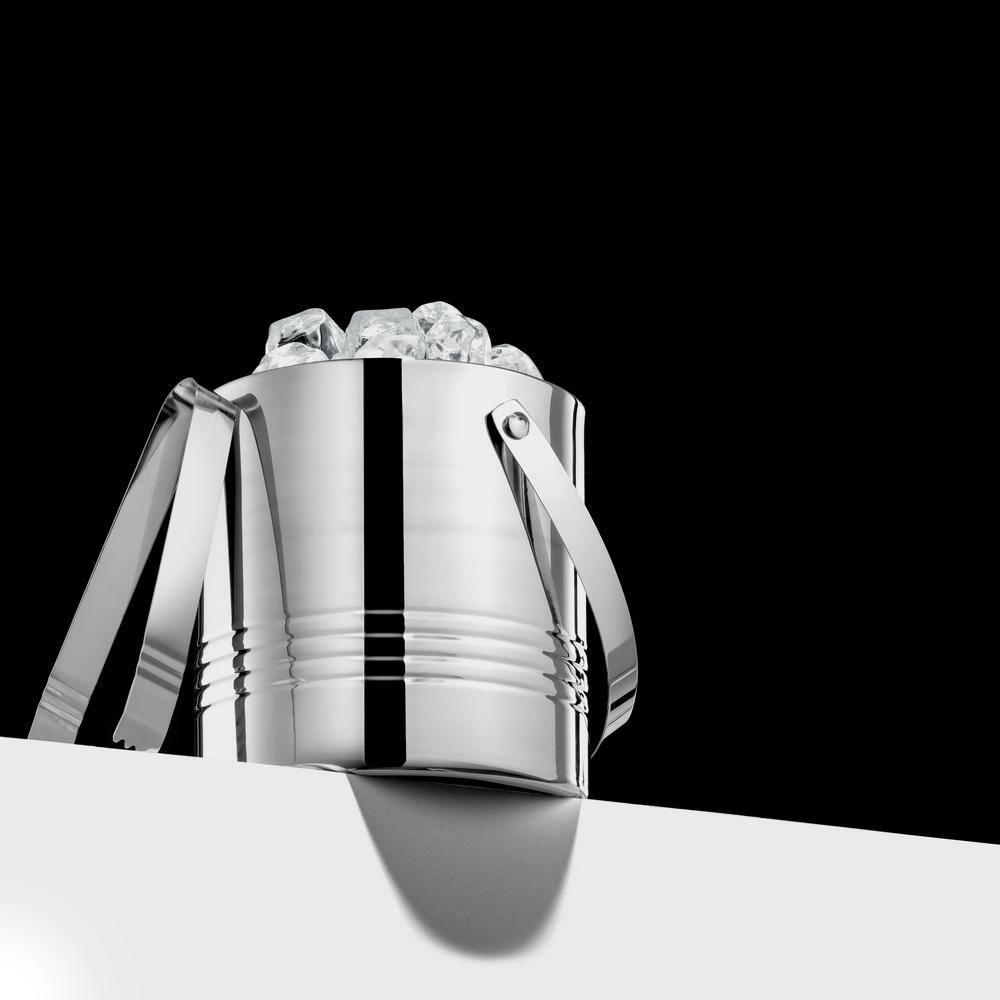 Stainless Steel Double Wall Ice Bucket with Lid and Tongs