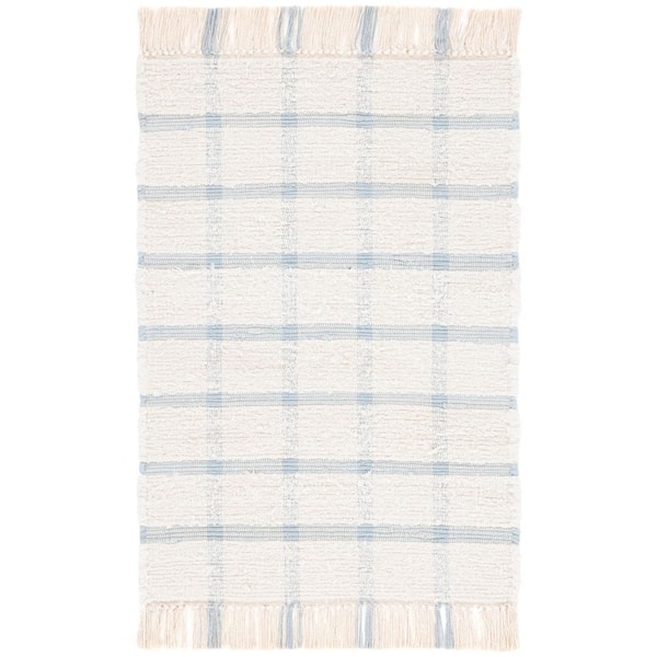 Montauk 3 ft. x 5 ft. Ivory/Blue Geometric Lattice Area Rug