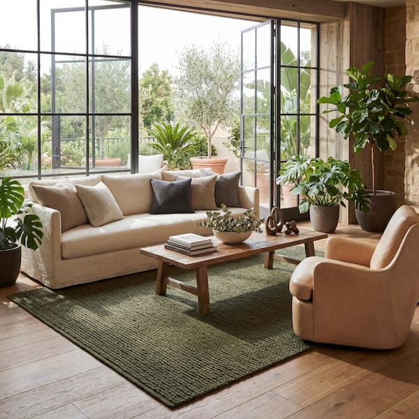 Penelope Braided Wool Area Green 8 ft. x 10 ft. Indoor Area Rug