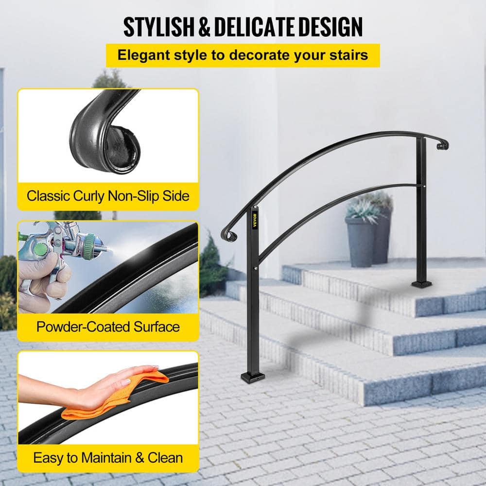 Matte Black Stainless Steel Handrail for 1-4 Steps