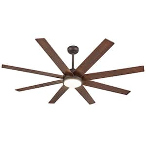 65 in. Indoor/Outdoor Bronze 8 Blades Large Ceiling Fan with Lights and Remote for Living Room Bedroom