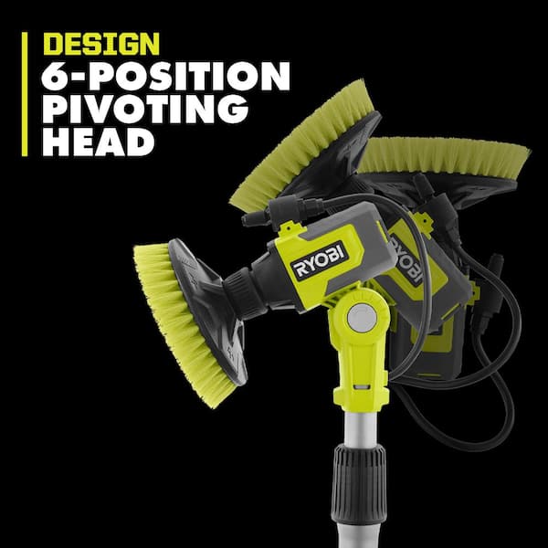 RYOBI ONE+ 18V Cordless Soap Dispensing Scrubber Kit w/ 11 in