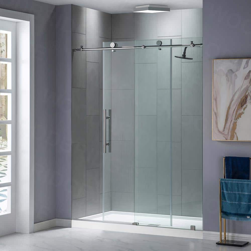 48'' Frameless Clear Tempered Glass Sliding Shower Door