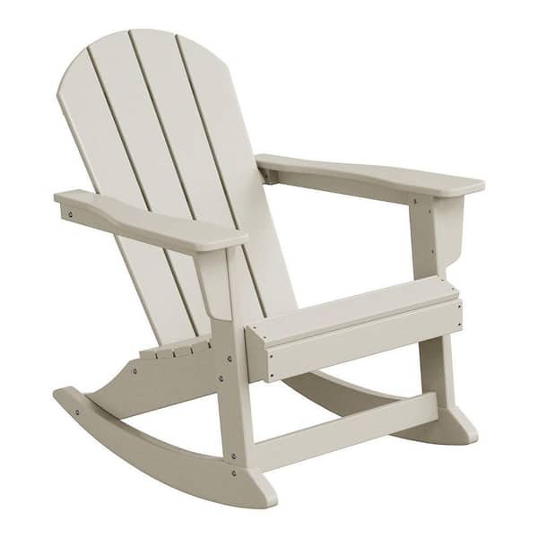 Laguna Fade Resistant Outdoor Patio HDPE Poly Plastic Adirondack Porch Rocking Chair in Sand
