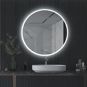 32 in. W x 32 in. H Round Frameless Anti-Fog LED Light Wall Bathroom Vanity Mirror with Front & Back Light Super Bright