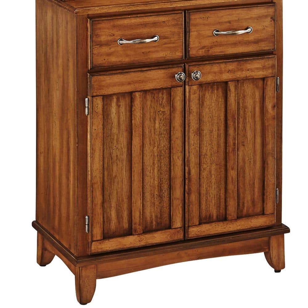 Cottage Oak Lighted China Cabinet with Glass Doors