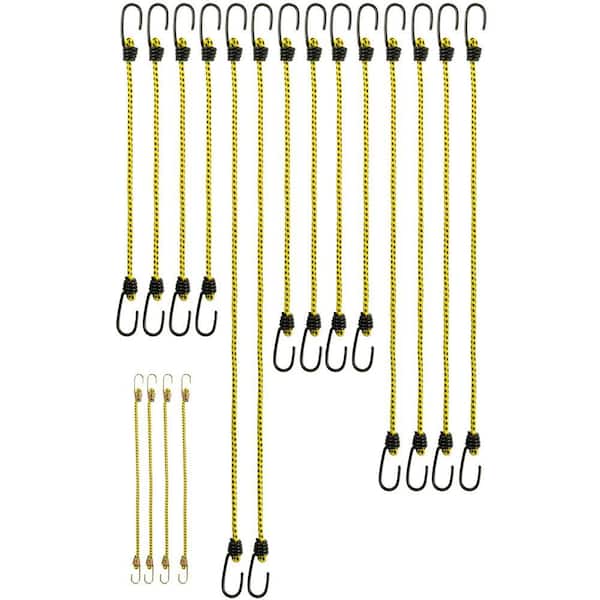 Keeper Assorted Yellow Bungee Cords with Hooks (18 Pack) 06317 - The Home  Depot